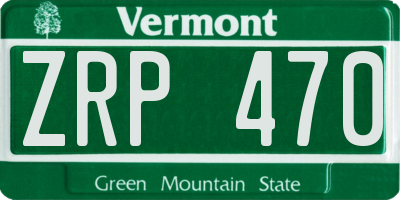 VT license plate ZRP470
