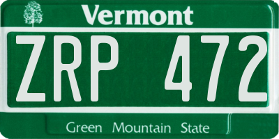 VT license plate ZRP472