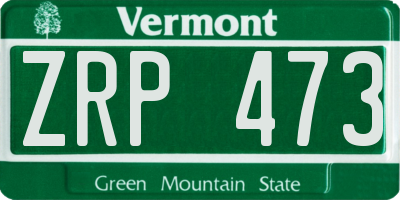 VT license plate ZRP473