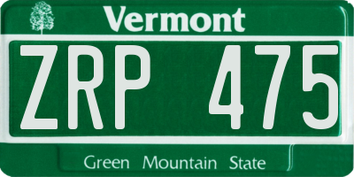 VT license plate ZRP475