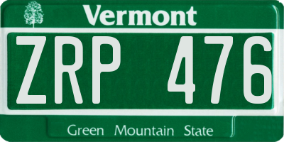 VT license plate ZRP476