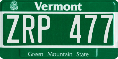VT license plate ZRP477