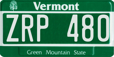 VT license plate ZRP480