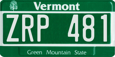 VT license plate ZRP481