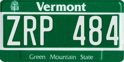 VT license plate ZRP484