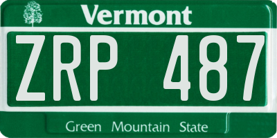 VT license plate ZRP487