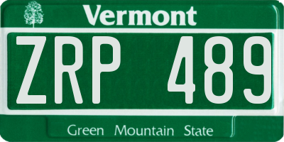 VT license plate ZRP489
