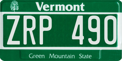 VT license plate ZRP490
