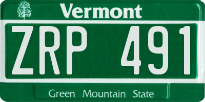 VT license plate ZRP491