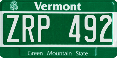 VT license plate ZRP492
