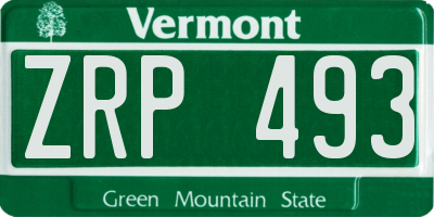 VT license plate ZRP493