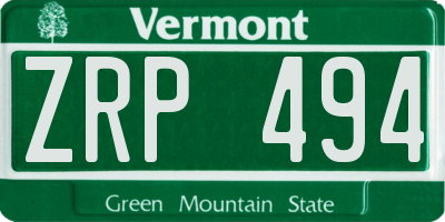 VT license plate ZRP494
