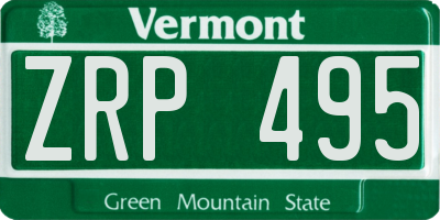 VT license plate ZRP495