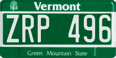 VT license plate ZRP496