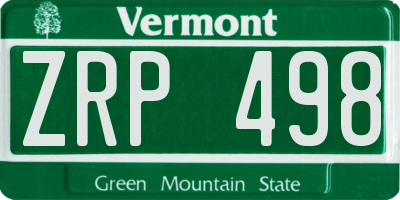 VT license plate ZRP498