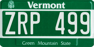 VT license plate ZRP499
