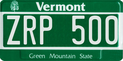 VT license plate ZRP500