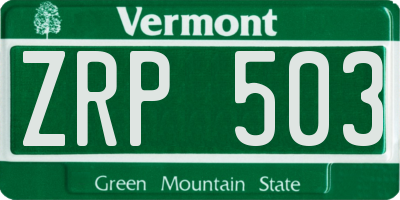 VT license plate ZRP503