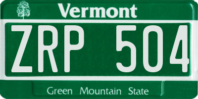 VT license plate ZRP504