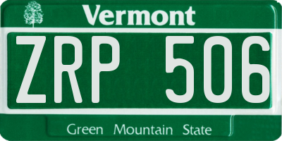 VT license plate ZRP506