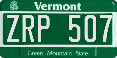 VT license plate ZRP507