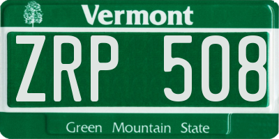 VT license plate ZRP508
