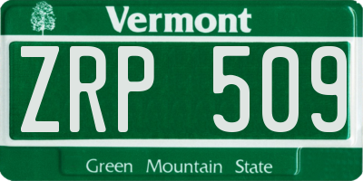 VT license plate ZRP509