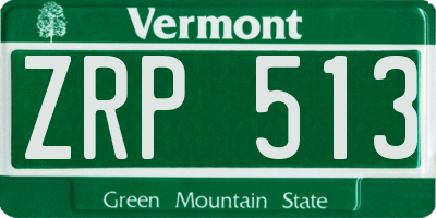 VT license plate ZRP513