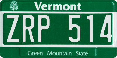 VT license plate ZRP514