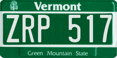 VT license plate ZRP517
