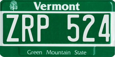 VT license plate ZRP524