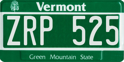 VT license plate ZRP525