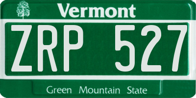 VT license plate ZRP527