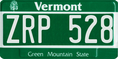 VT license plate ZRP528