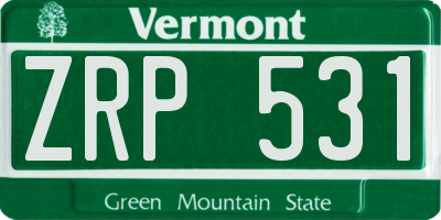 VT license plate ZRP531