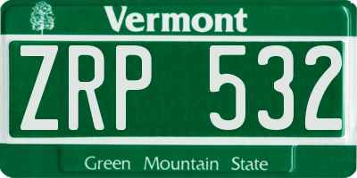 VT license plate ZRP532