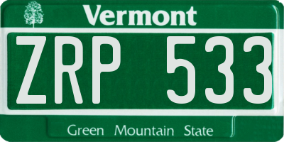 VT license plate ZRP533