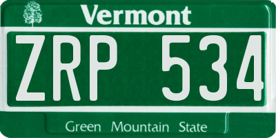 VT license plate ZRP534