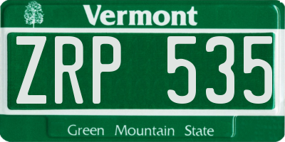 VT license plate ZRP535
