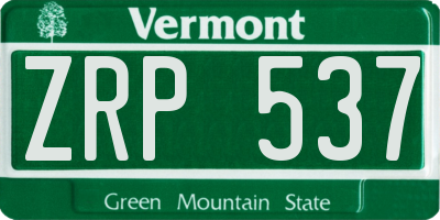 VT license plate ZRP537