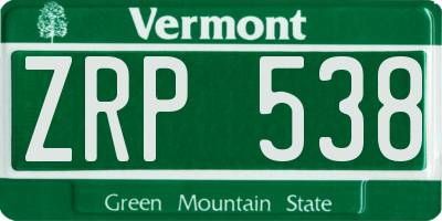 VT license plate ZRP538
