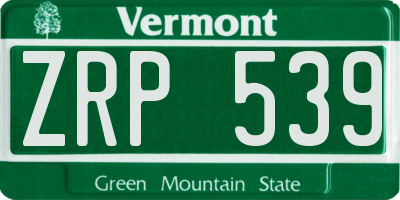VT license plate ZRP539