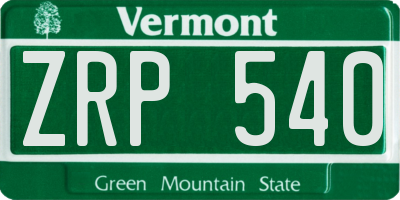 VT license plate ZRP540