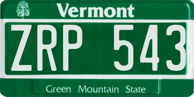 VT license plate ZRP543