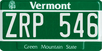VT license plate ZRP546