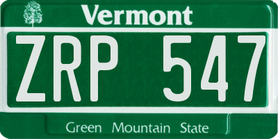 VT license plate ZRP547