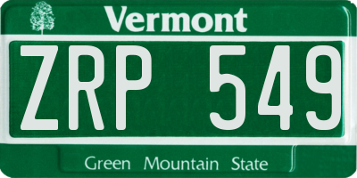 VT license plate ZRP549