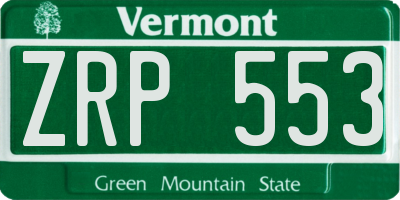 VT license plate ZRP553
