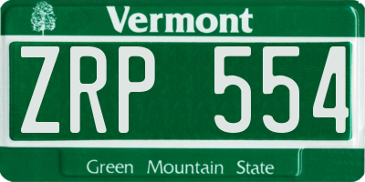 VT license plate ZRP554