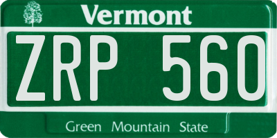 VT license plate ZRP560